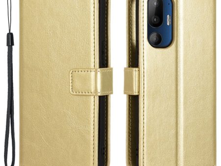 EIDERWOOD HTC U24 Pro (5G) Blankt Læder Cover m. Pung & Strop - Guld Sale