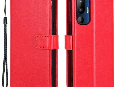 EIDERWOOD HTC U24 Pro (5G) Blankt Læder Cover m. Pung & Strop - Rød Online Sale