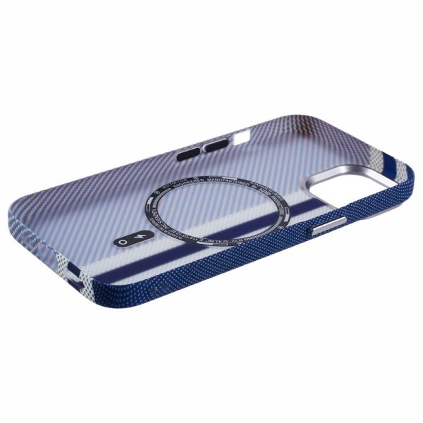 EIDERWOOD Mønstret Carbon Cover - iPhone 15 - MagSafe Kompatibel - Blue Stripes on Sale