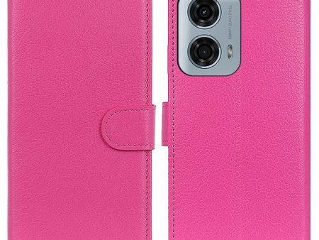 EIDERWOOD Motorola Moto E14 4G   G04 4G   G04s 4G   G24 4G Litchi Tekstur Stående Telefon Cover - Pink Fashion