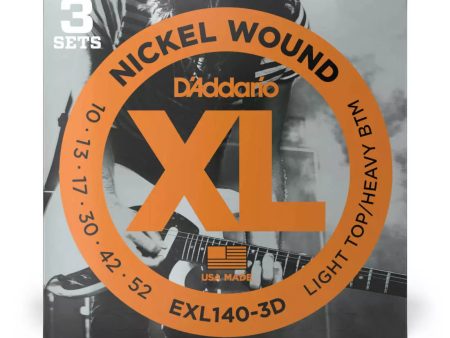 D Addario EXL140-3D Electric Guitar XL Lt hvy 10-52 3-Pack Fashion