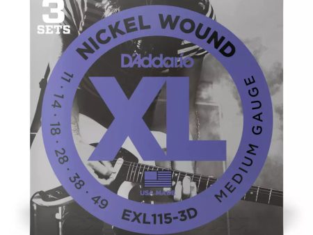 D addario EXL115-3D Nickel Wound Blues Jazz Rock 11-49 - 3 Pack on Sale