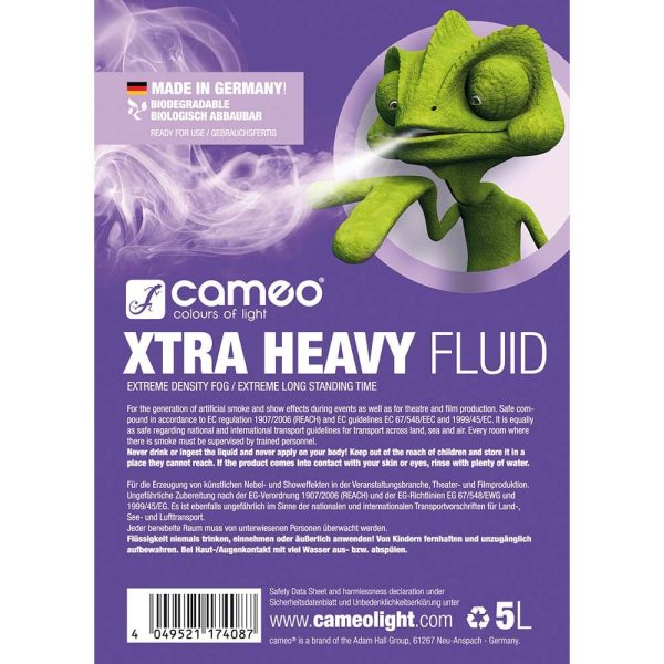 Cameo Pro CLFXHEAVY5L Fog Fluid Very High Density and Extreme Long Standing Time - 5L Cheap