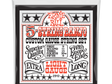 Ernie Ball 2312EB Light 5-String Loop End Stainless Steel Banjo Guitar Strings 9-9 For Discount