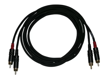 Digiflex HE-2R 2P-10 Pro Dual Adapter Cable w Black Gold RCA-Phone Plugs - 10 Foot For Sale