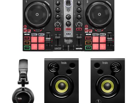 Hercules DJLEARNING KIT MK2 All-in-One DJ Controller Kit for Learning to Mix Software and Tutorials Included Supply