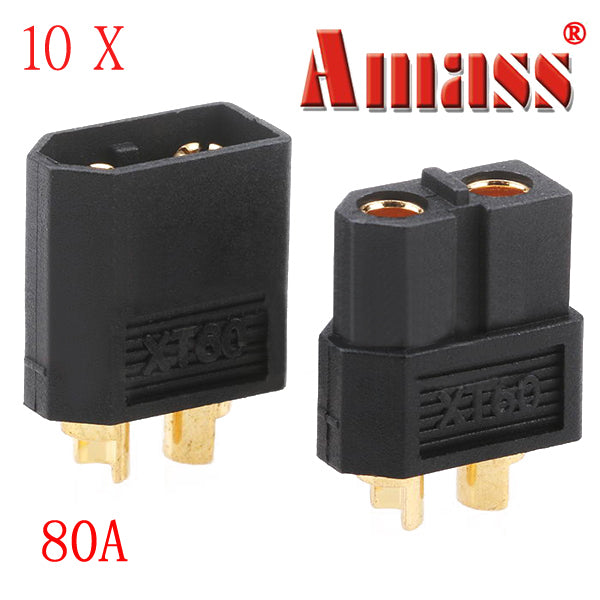 Amass XT60 Bullet Connector Plugs For RC Battery Motor Black 10 Pairs Online Sale